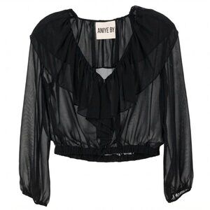 NWT Aniye By Black/Nero Sheer Cruz Blouse Top, size S